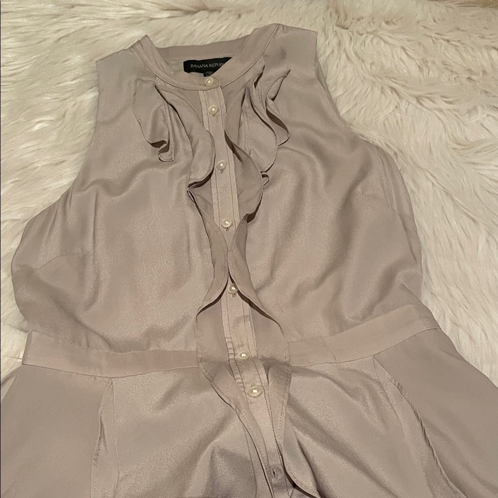 Banana Republic Women's Beige Ruffle Jumpsuit